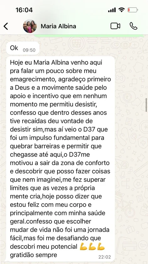 Print de WhatsApp de aluna do Mateus