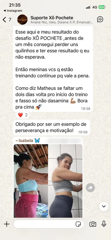 Print de WhatsApp de aluna do Mateus
