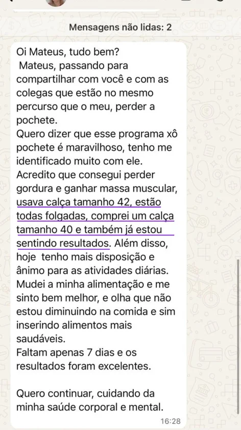 Print de WhatsApp de aluna do Mateus